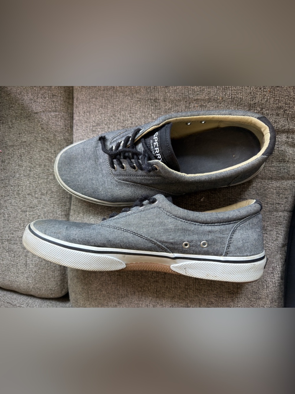 Sperry Men's Gray Canvas Lace-Up Boat Sneakers